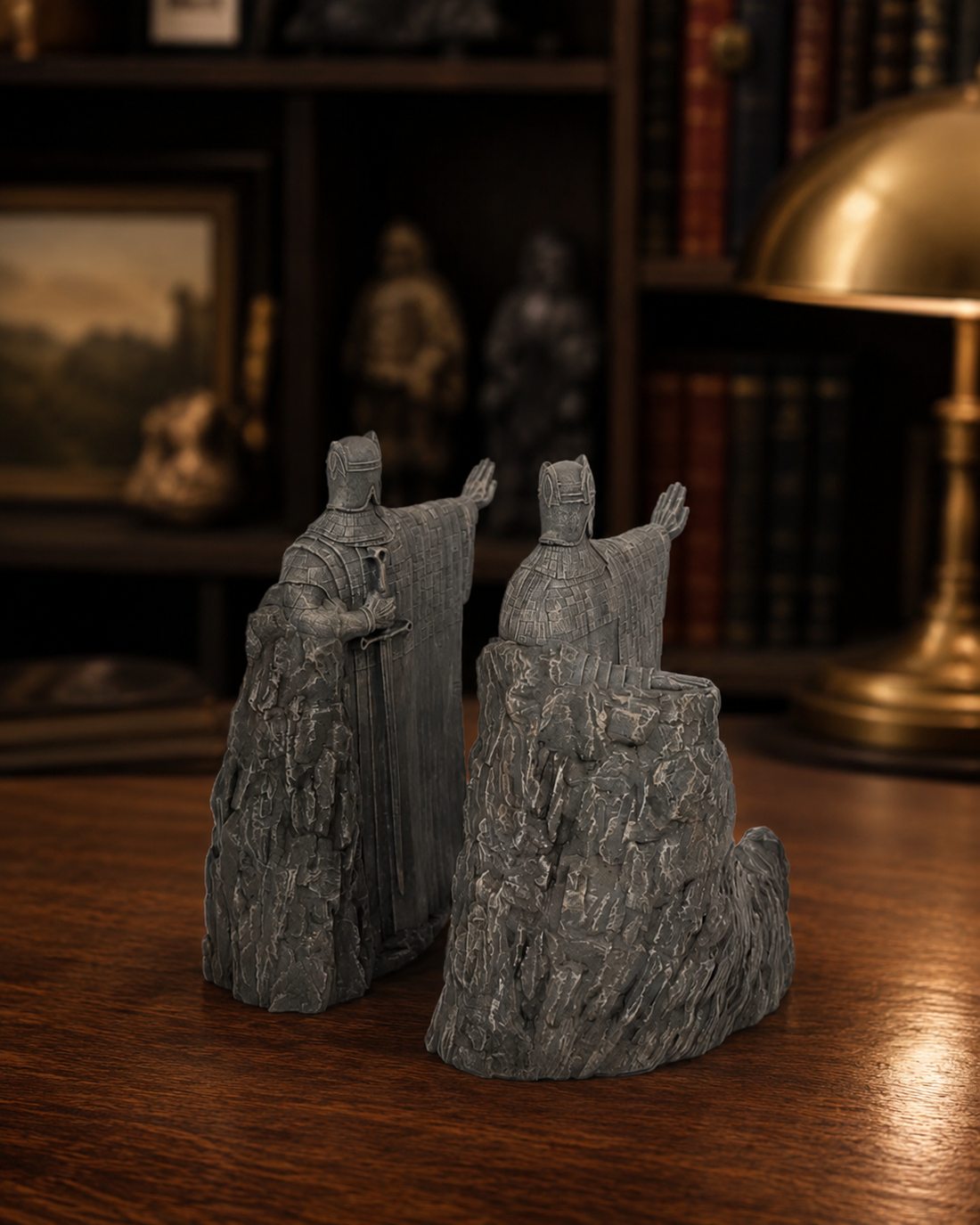 Argonath Bookends, Fantasy King Statues, River Guardians Sculpture, Handmade Stone Look Decor, Movie Inspired Collectible Gift